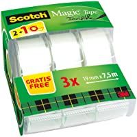 Los mejores  - Scotch Magic - Cinta adhesiva transparente (19 mm x 7.5 m- 3 unidades)- color blanco